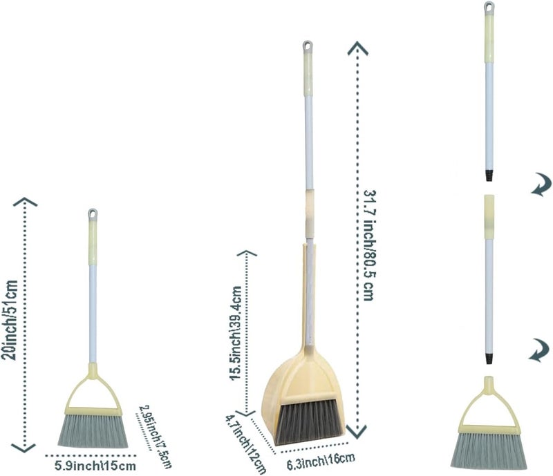 Xifando Mini Broom with Dustpan for Kids,Little Housekeeping Helper Set (Light Yellow) - Image 2